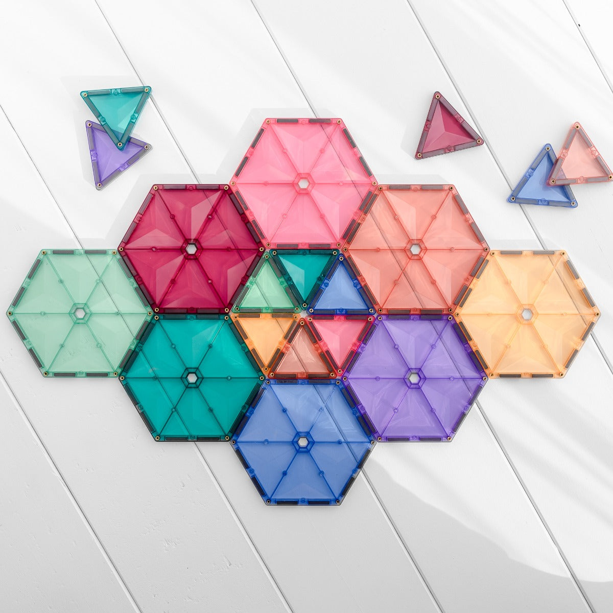 Magnetic pastel mega Tiles from connetix hexagons