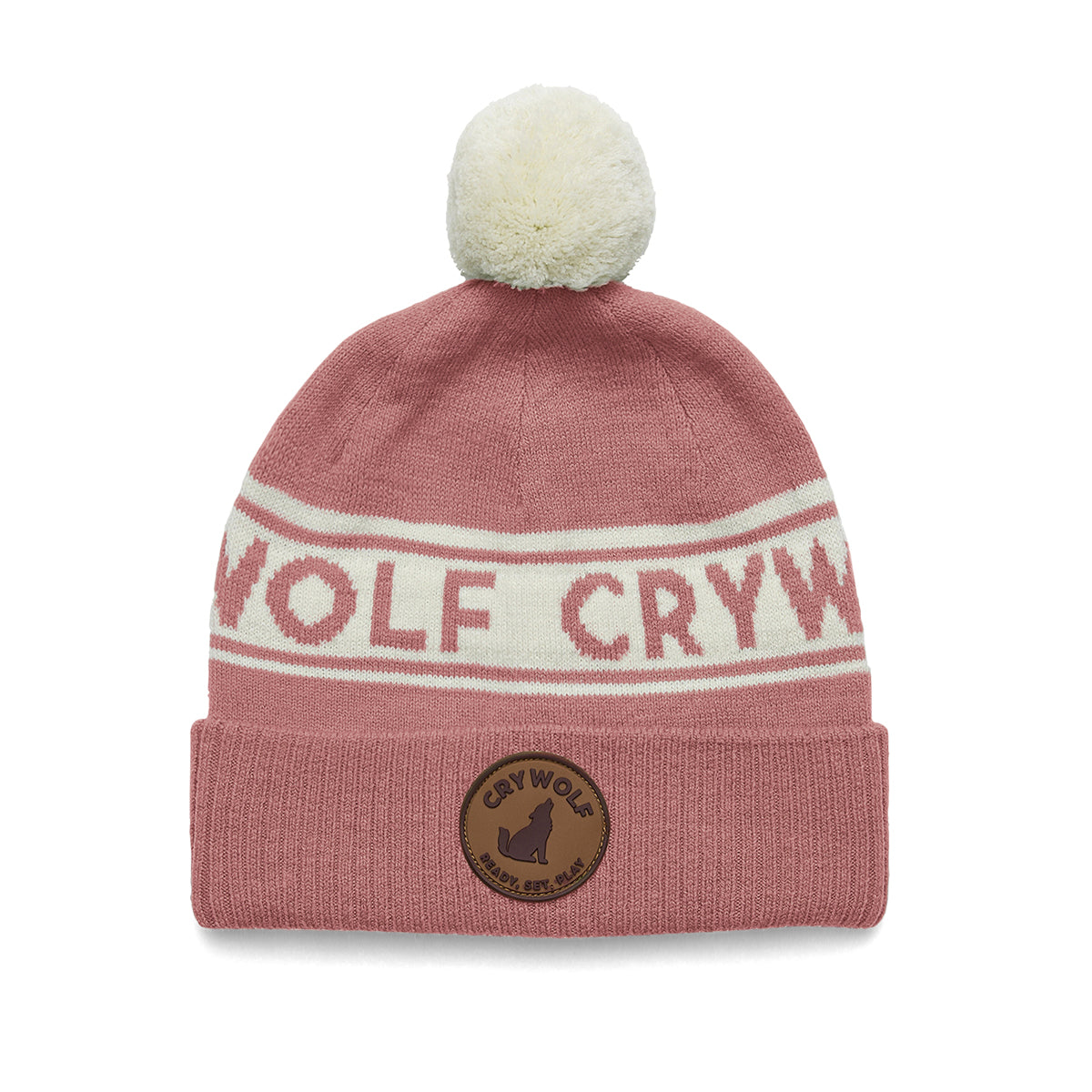 Rosewood Pom Pom Cotton Beanie with Cry Wolf logo:image,small_image,thumbnail,swatch_image