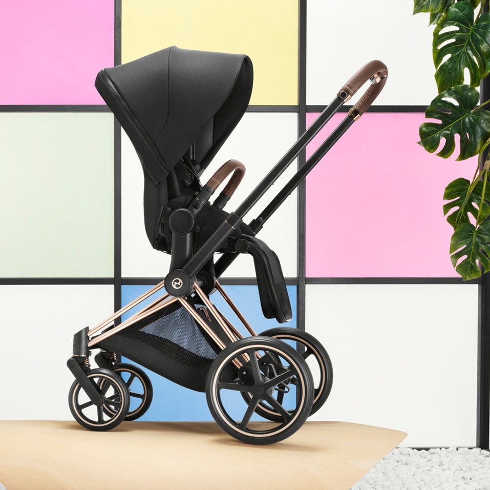 Cybex ePriam Pram 2022 in Rose Gold + Stardust Black Plus Lifestyle