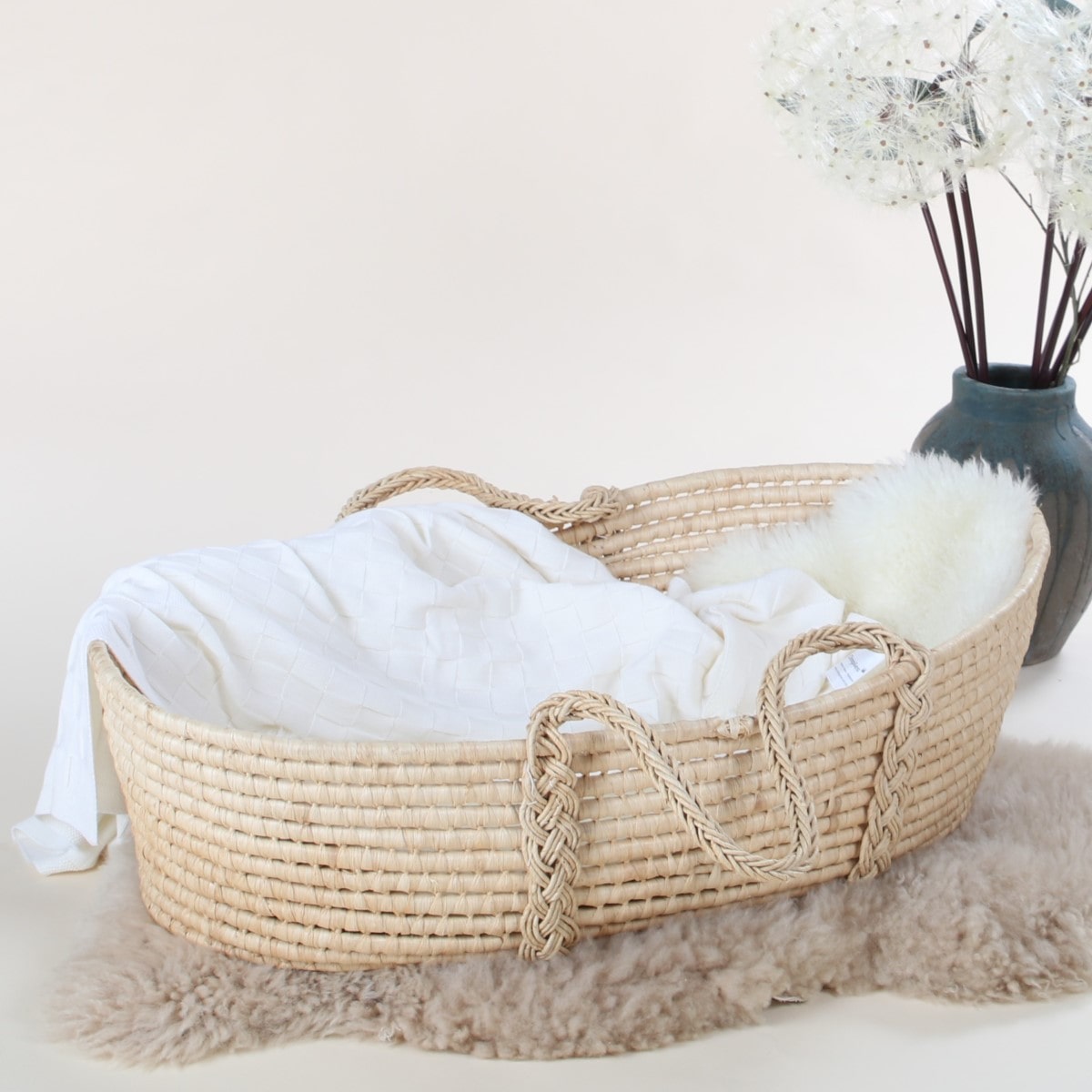 Dimples merino basket weave Blanket in ivory