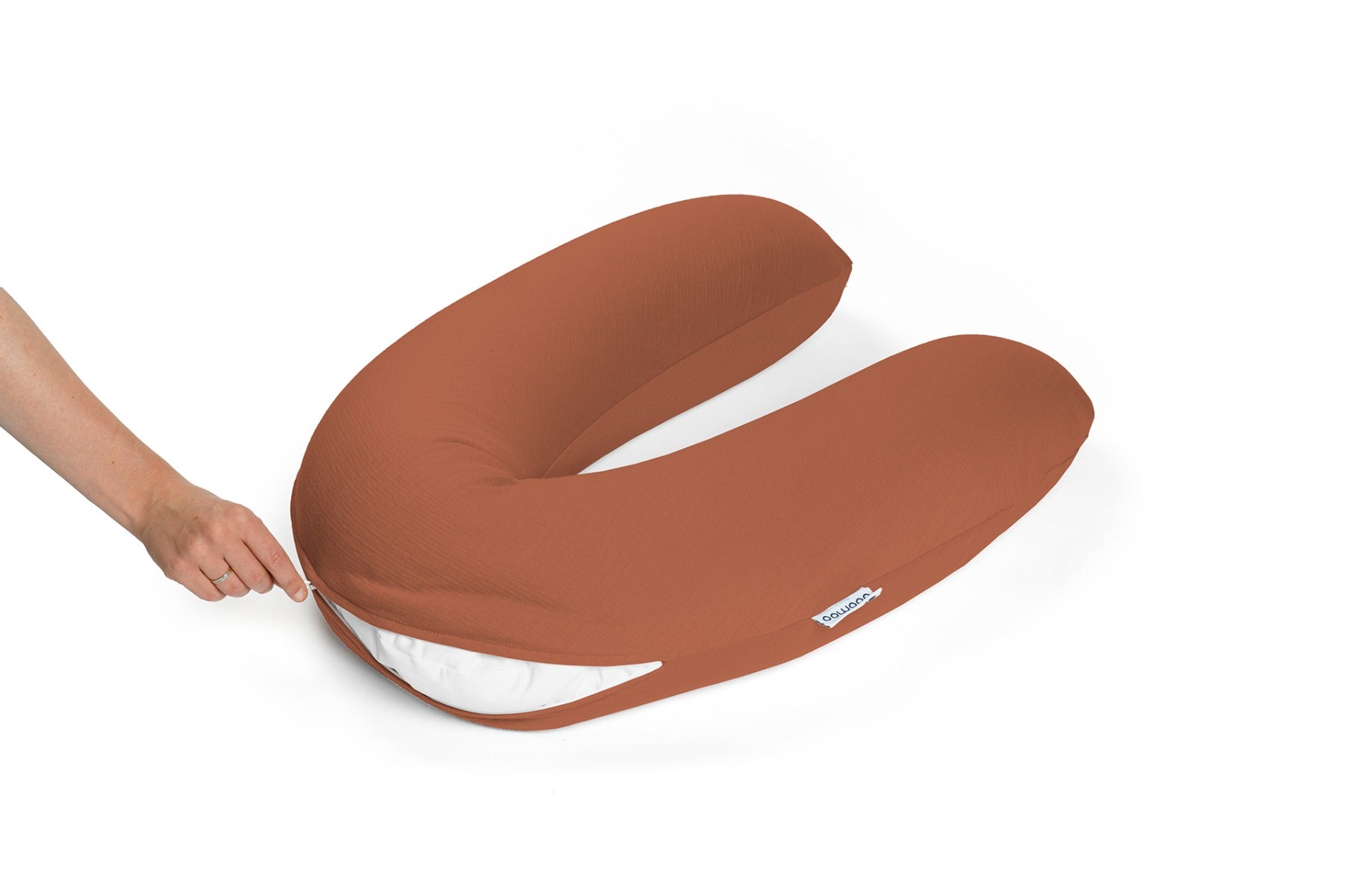 Doo Moo Buddy pregnancy pillow cover in Tetra Jersey Terracotta 