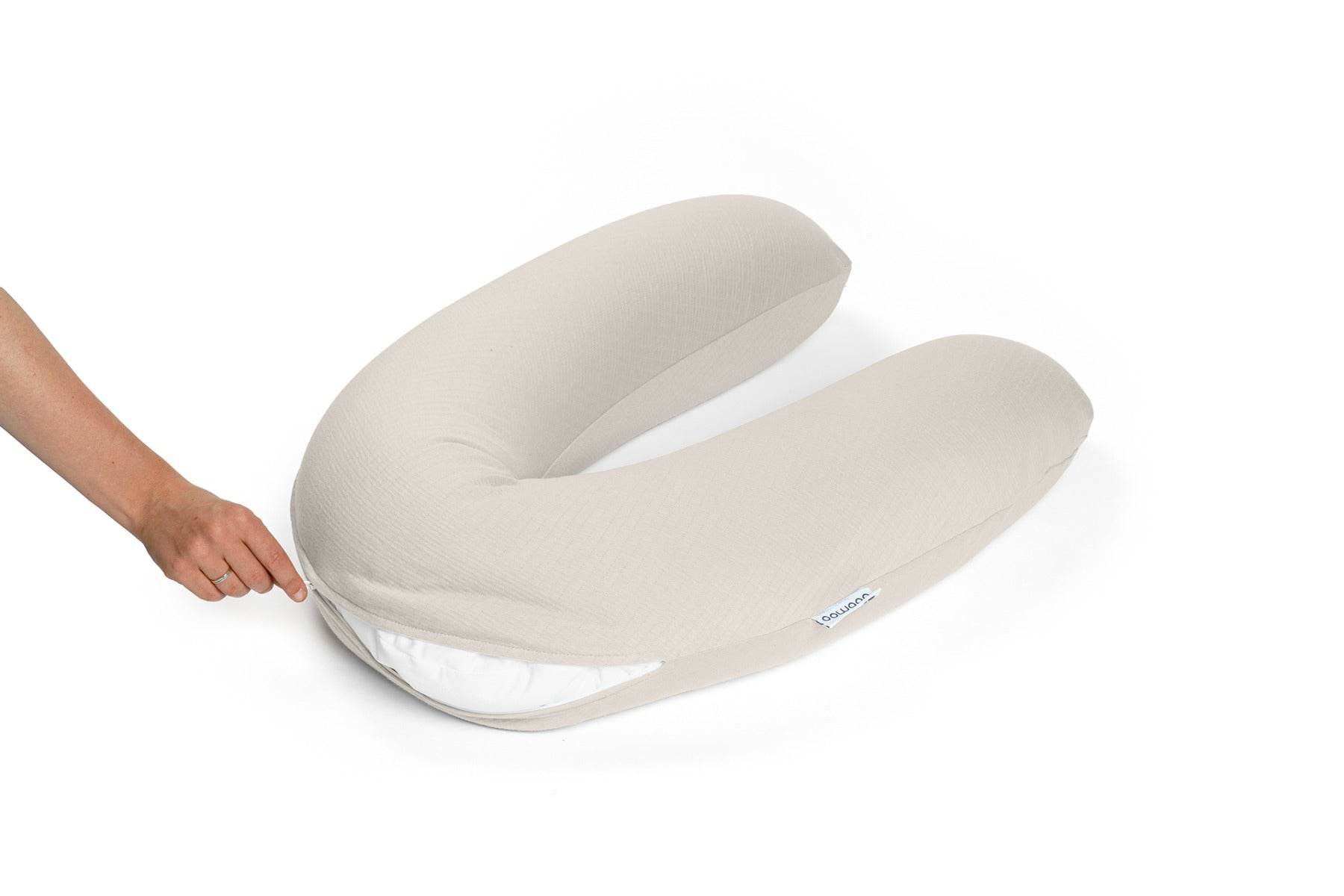 Doo Moo Buddy pregnancy pillow cover in Tetra Jersey Sand
