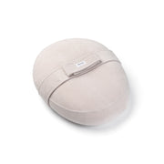 A beige-colored Doomoo Relax Cover wrapped around a maternity pillow, with a visible security belt.