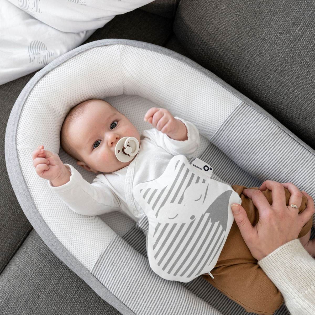 baby in Doo Moo Classic Grey Cocoon