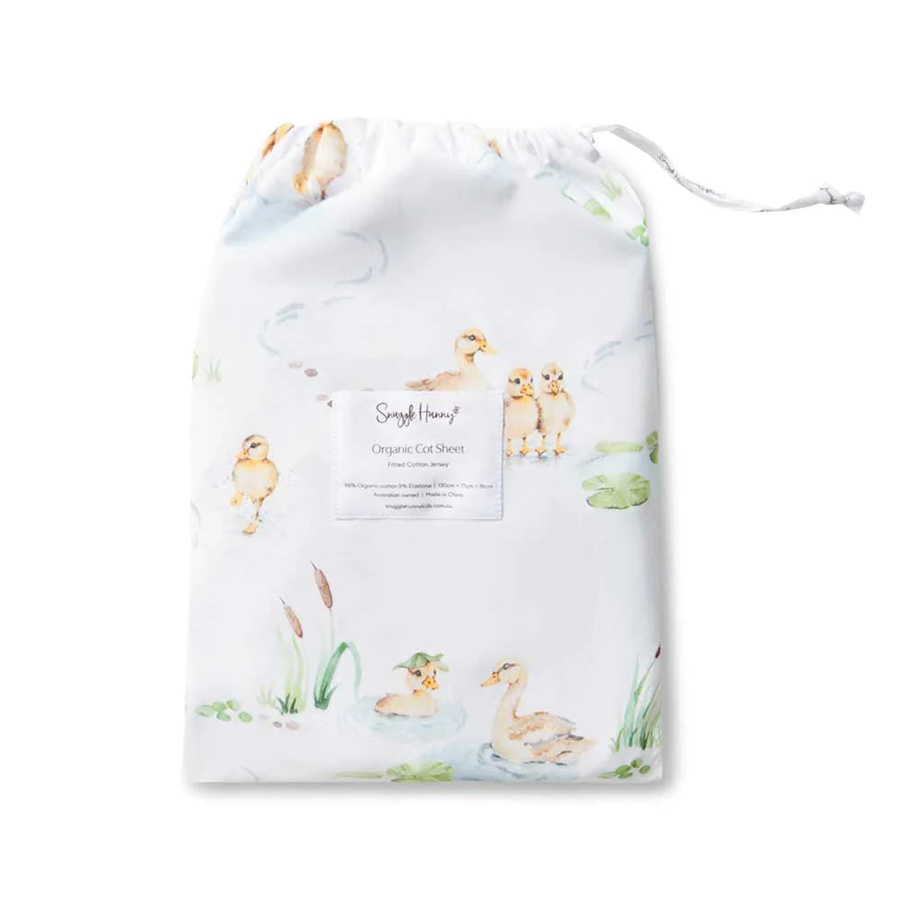 Duck Pond print Snuggle Hunny Organic kids cot sheet in cover:image,small_image,thumbnail,swatch_image