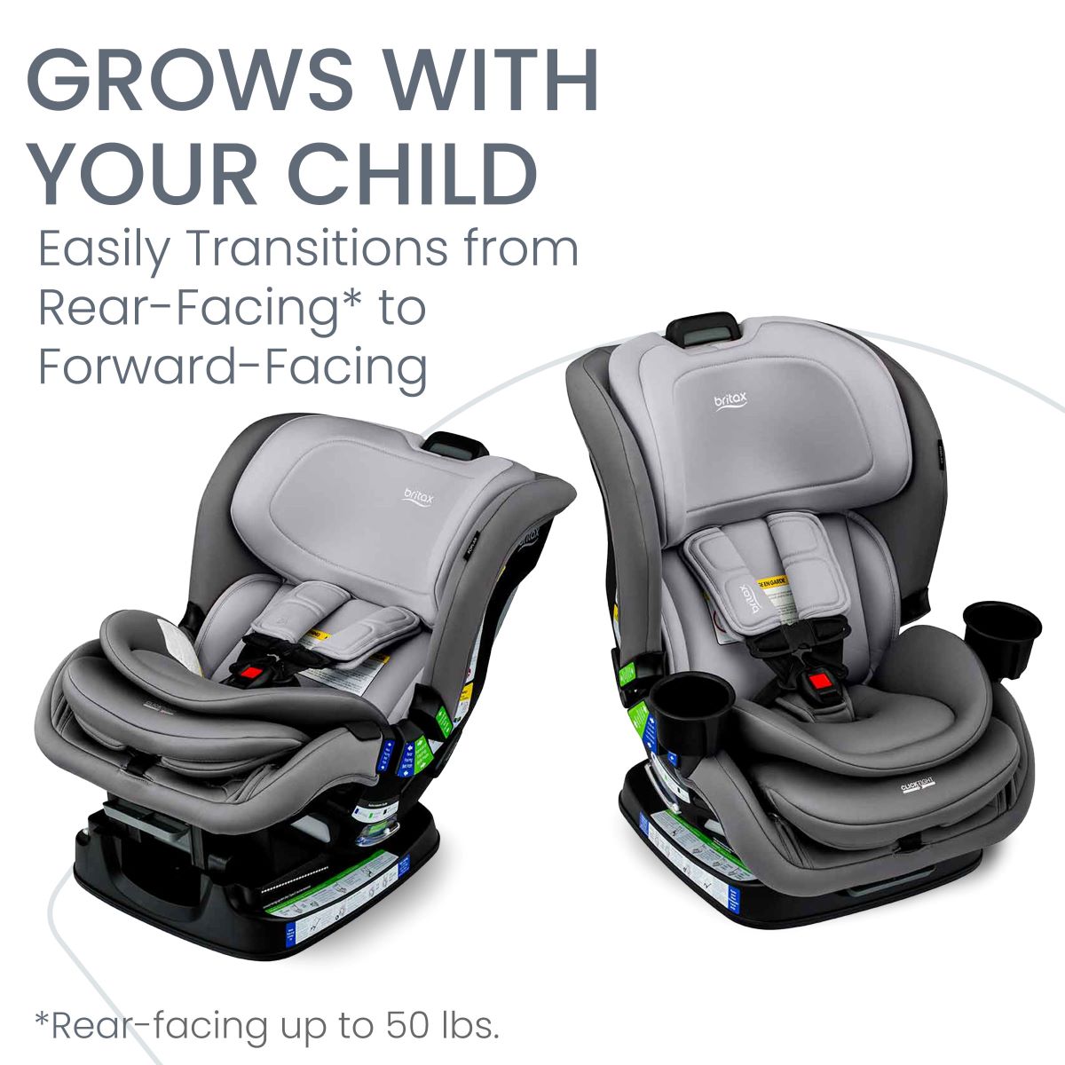 Britax Poplar Carseat in Glacier Graphite grows with your child