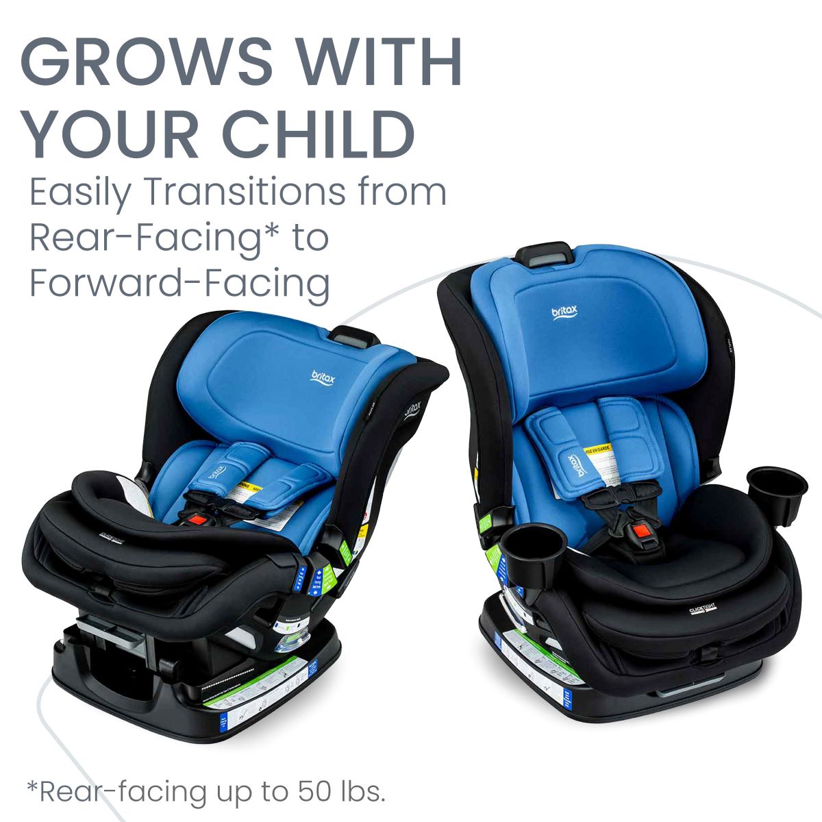 Britax Poplar convertible carseat in cobalt onyx grows with your child