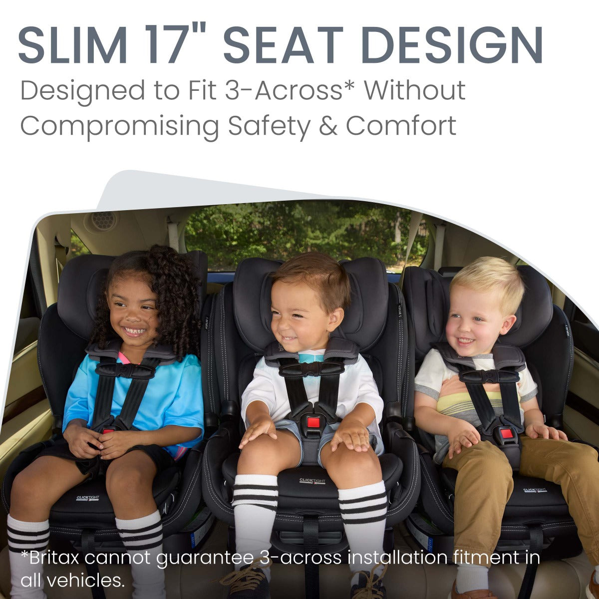 Slim design of Poplar S car seat in stone onyx from Britax front view
