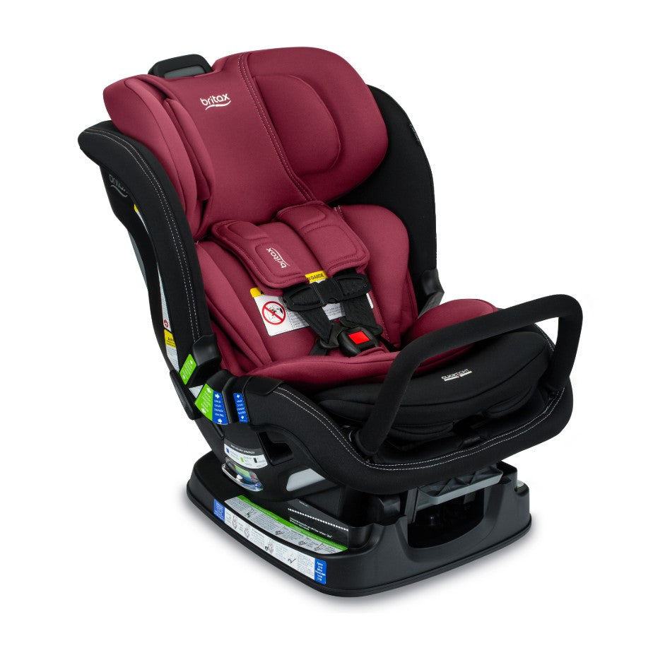 Poplar S car seat from Britax in Ruby and Onyx reclined view