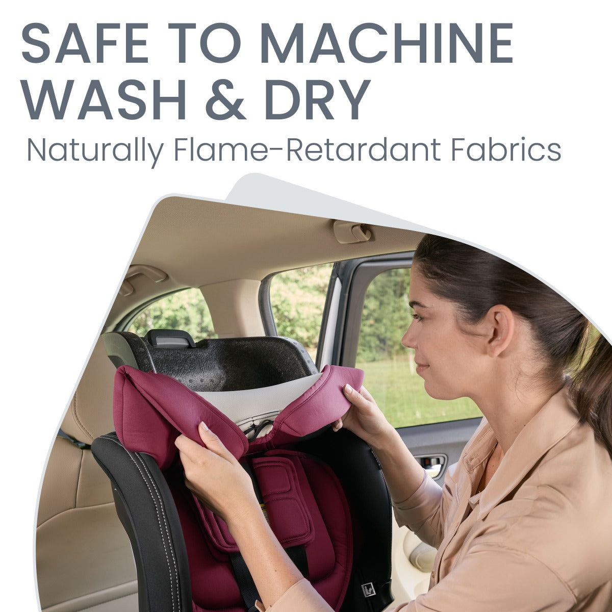 Easy wash of Poplar S car seat from Britax in Ruby and Onyx front view