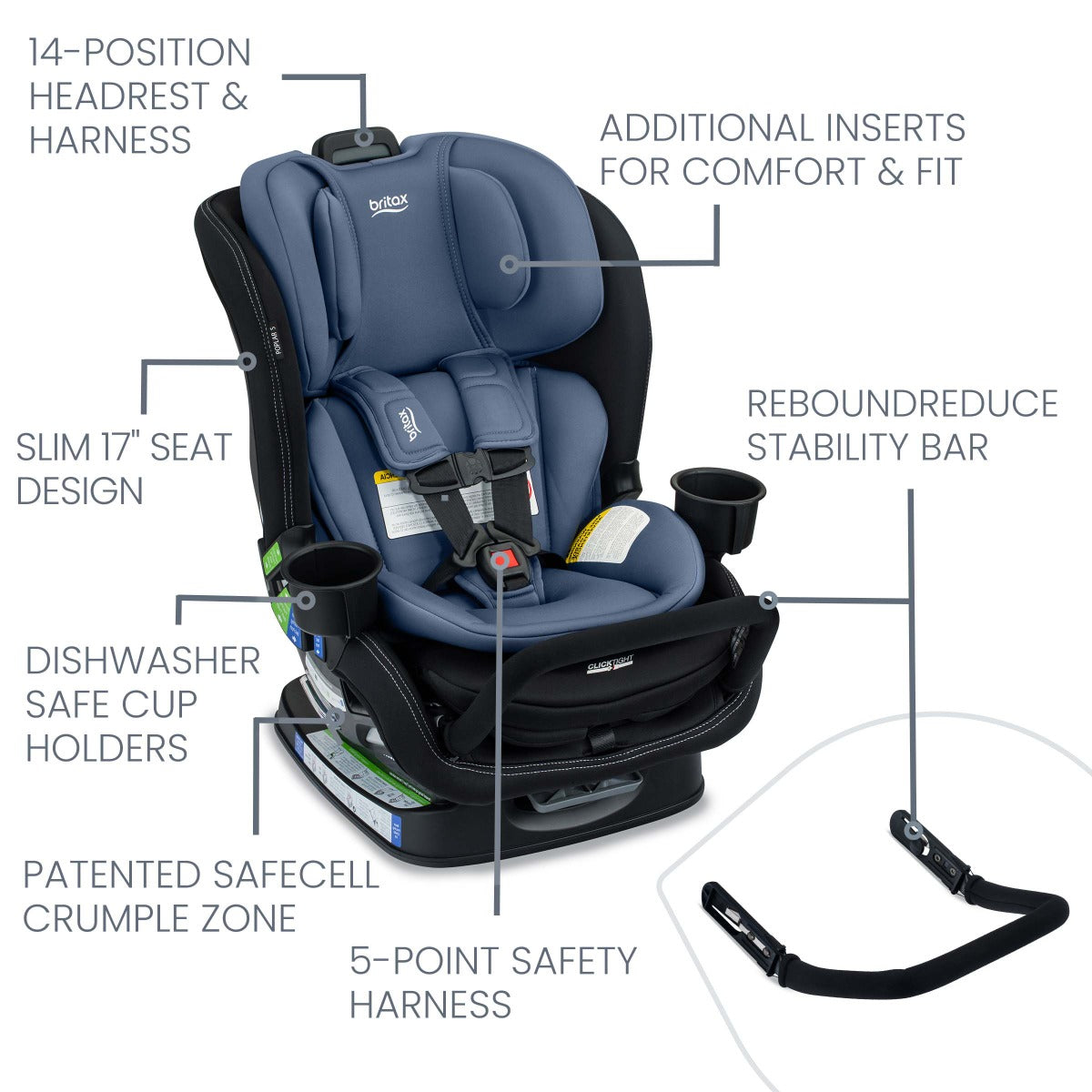 Poplar S car seat from Britax in Arctic and Onyx more detailed