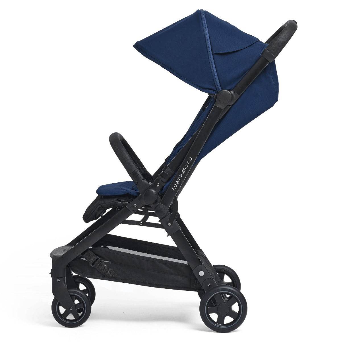 Edwards & co Lucci Stroller in Midnight blue with hood up