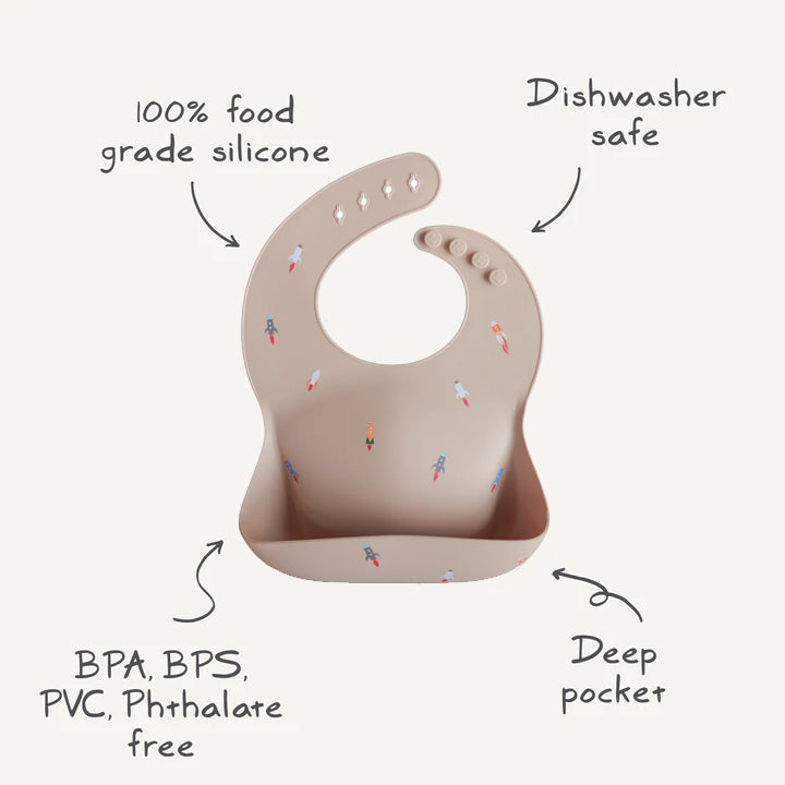 Silicone Baby Bib Rocket - Mushie