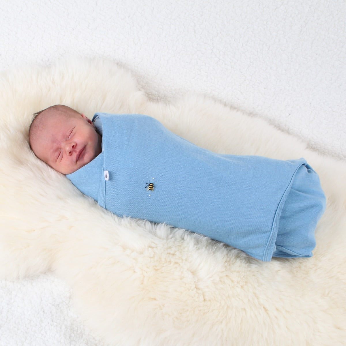 merino snuggle wrap steel blue bee by dimples