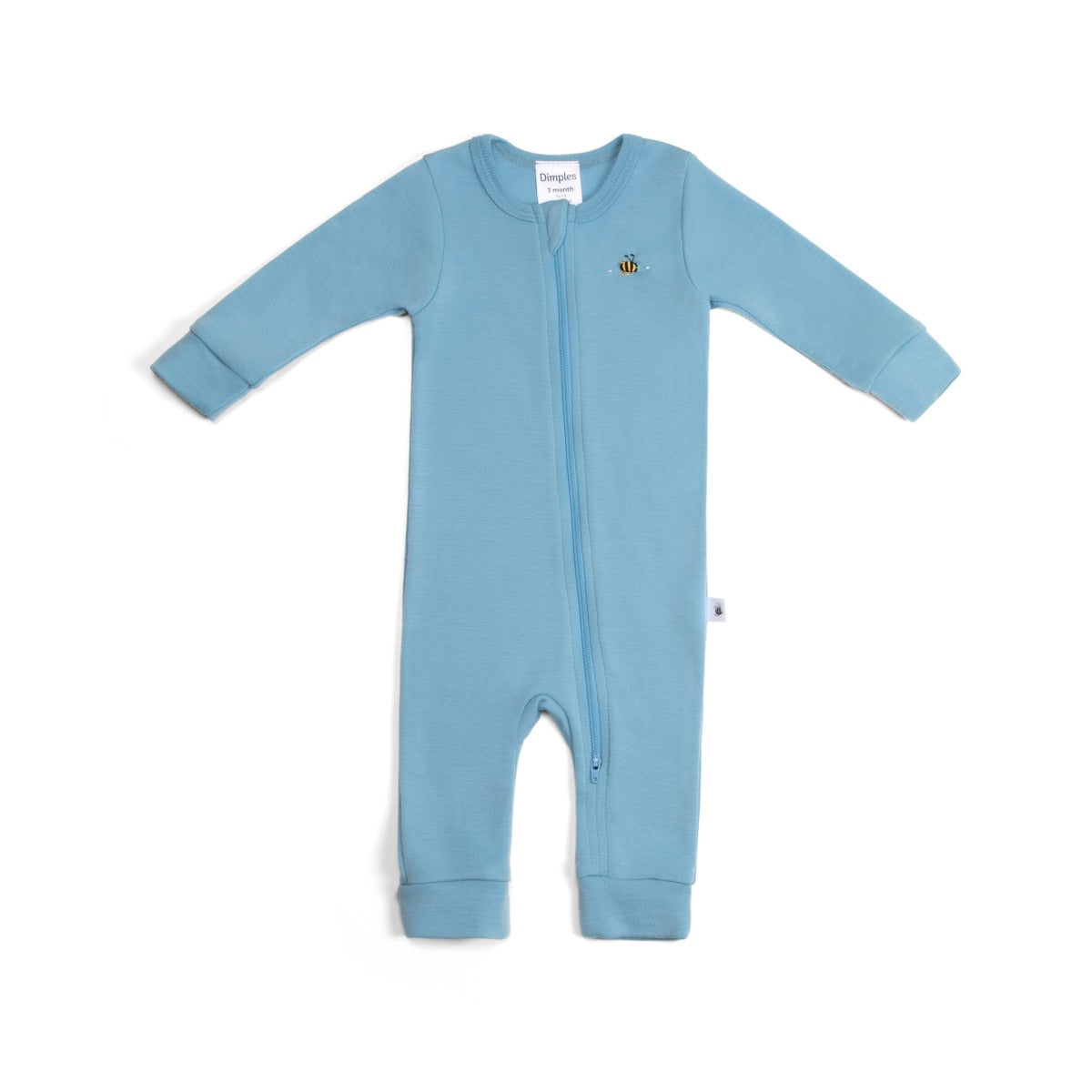 dimples merino wool zip babygrow in blue steel bee:image,small_image,thumbnail,swatch_image