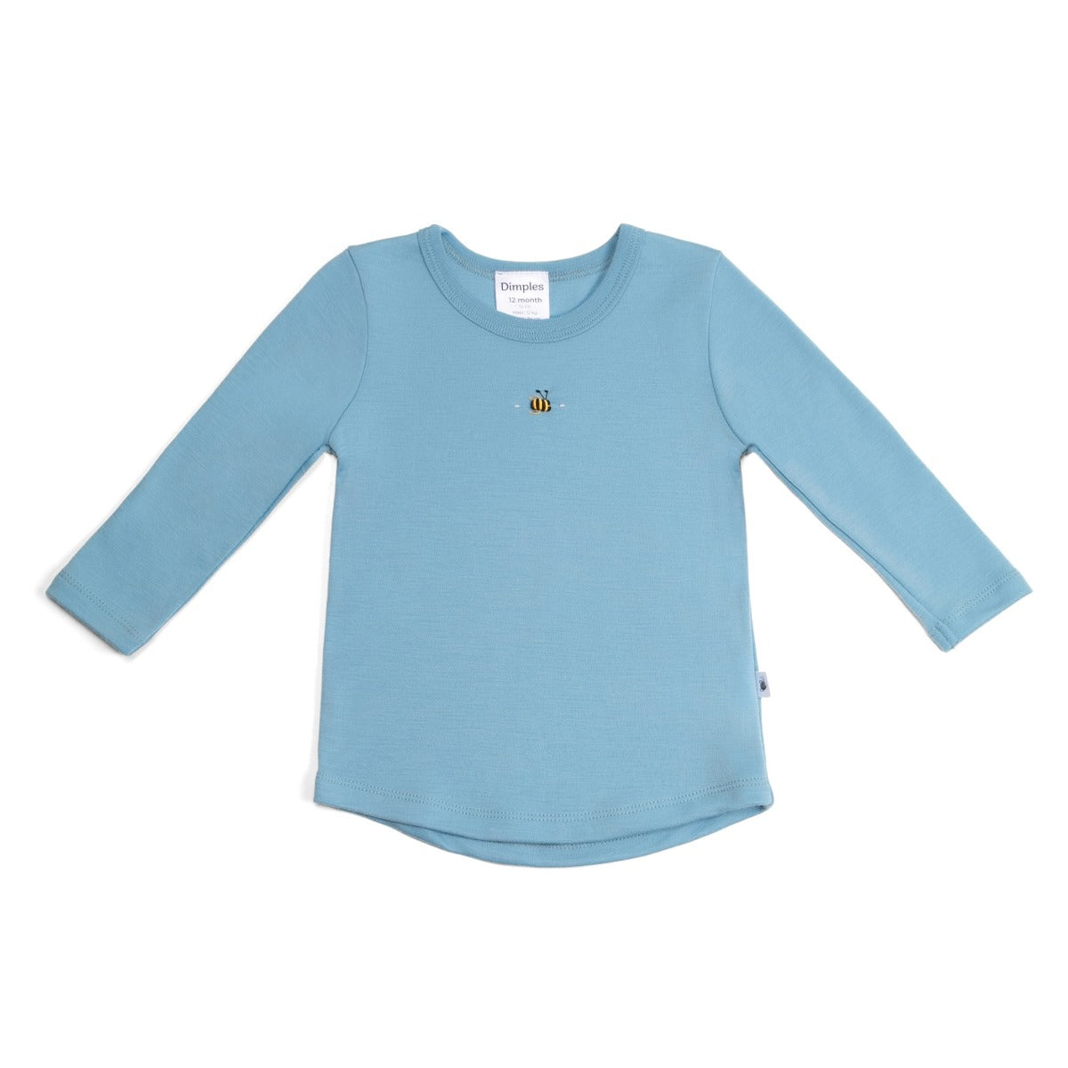 long sleeve merino wool top by dimples in steel blue bee:image,small_image,thumbnail,swatch_image