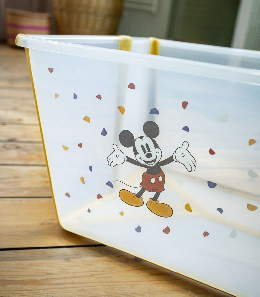 Stokke Flexi Bath in Mickey design close up showing mickey mouse