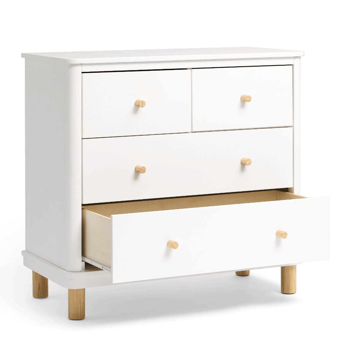 Cariboo Florence Dresser White/Natural Drawer Opened