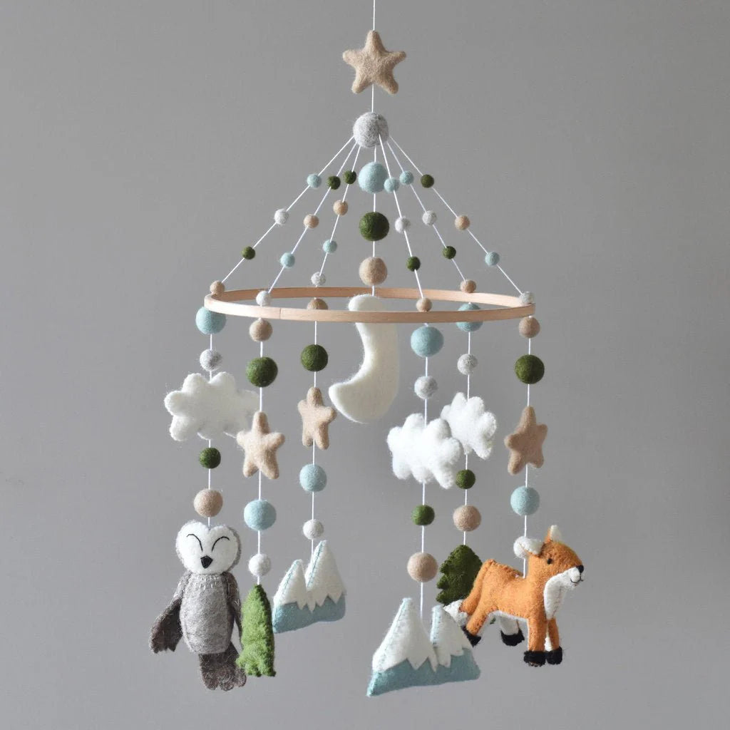 Fox and Owl Animal with stars, moon, mountain and balls Baby Mobile from Tik Tak:image,small_image,thumbnail,swatch_image