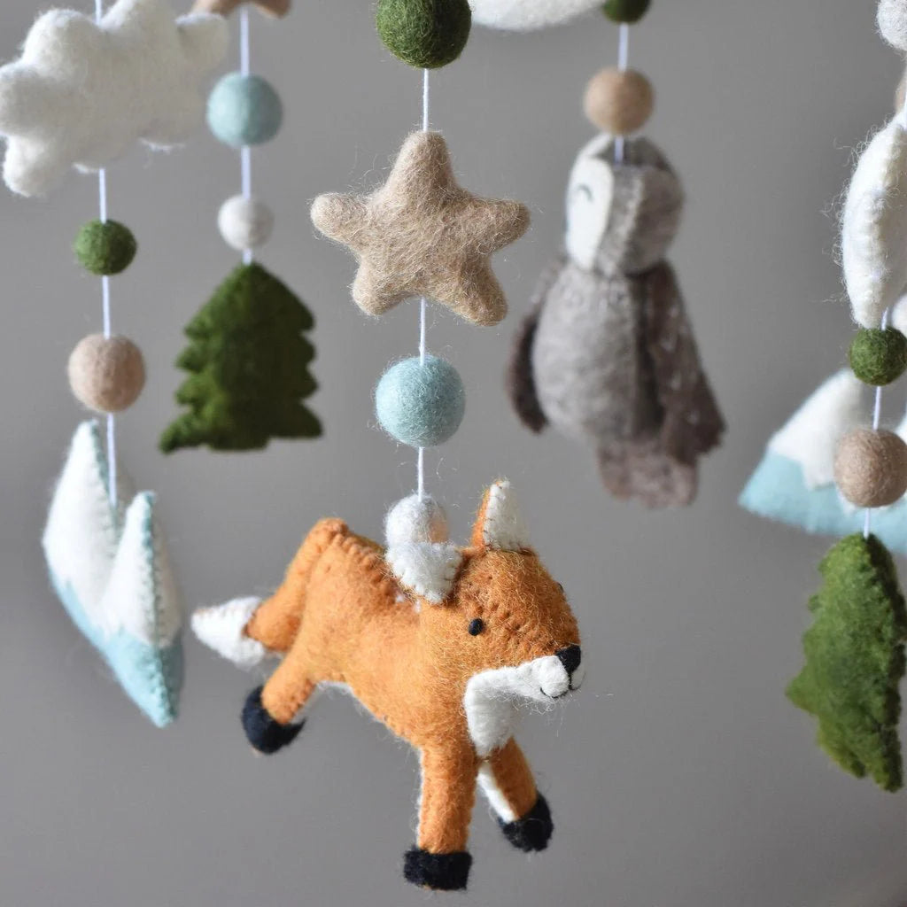 Fox and Owl Animal with stars, moon and balls Baby Mobile from Tik Tak