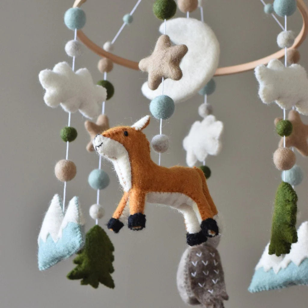 Fox and Owl Animal with stars, moon and balls Baby Mobile from Tik Tak