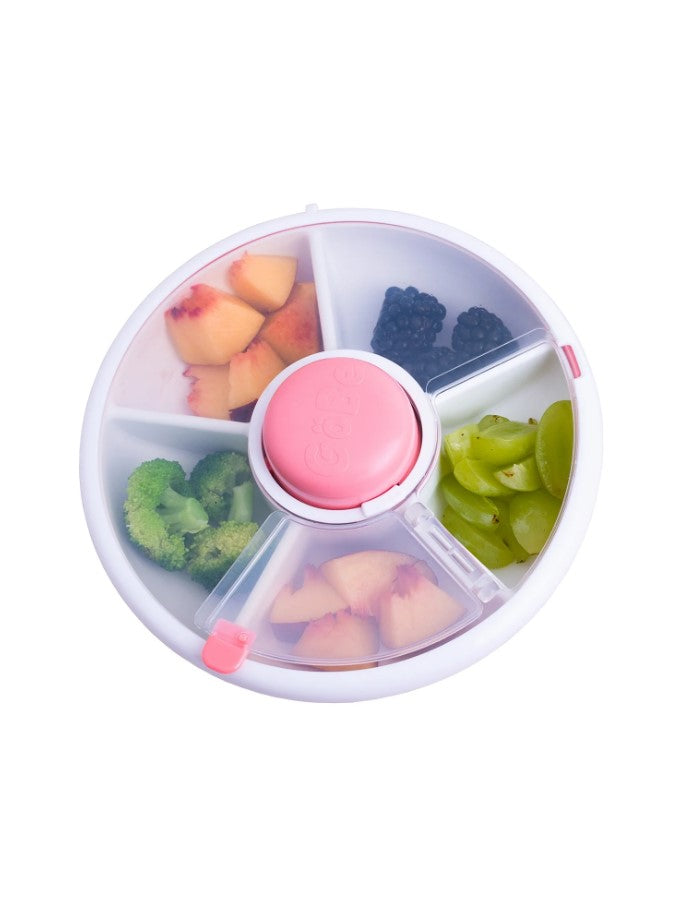 GoBe Small Snack Spinner Coral with food