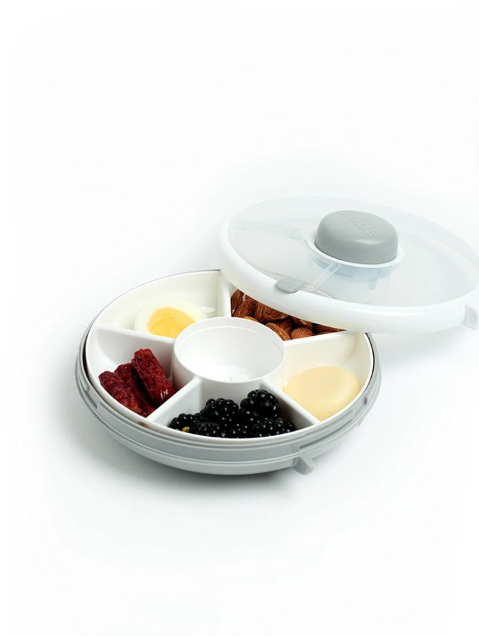 GoBe Small Snack Spinner grey with food