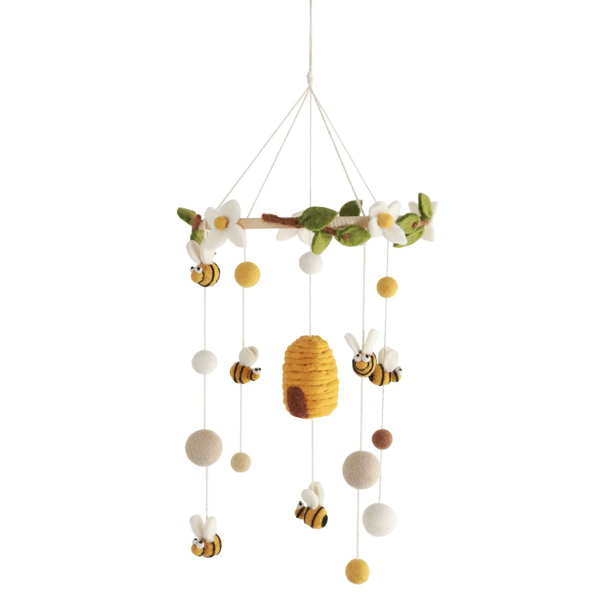 Baby Cot Hanging Bee Mobile - Natural Wool | Dimples | Bee