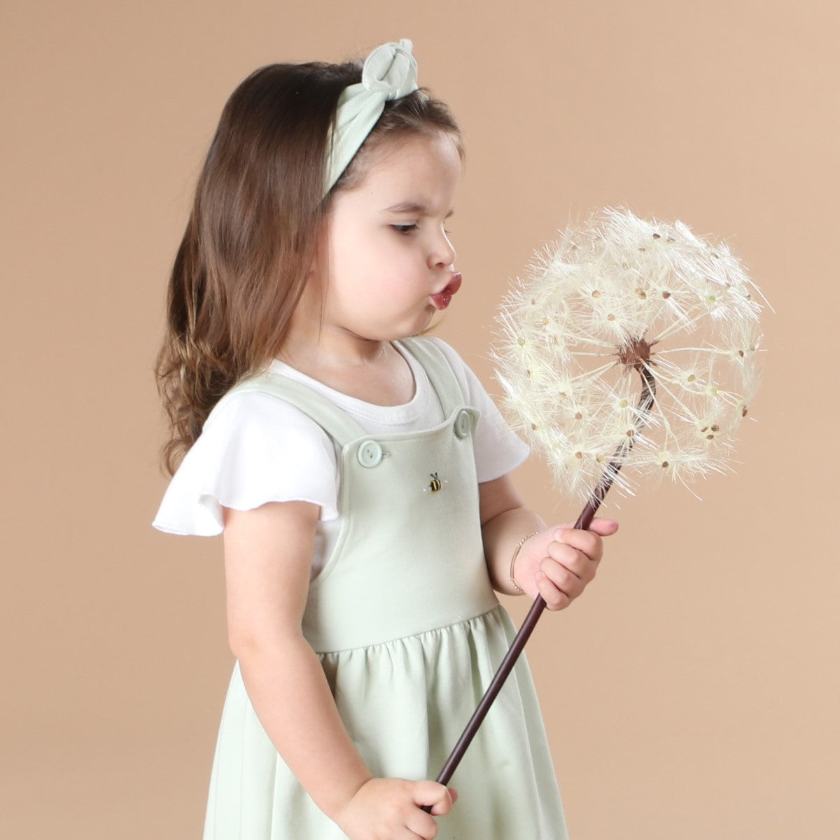 Dimples baby Clothing cotton petal bodysuit in white rose on girl