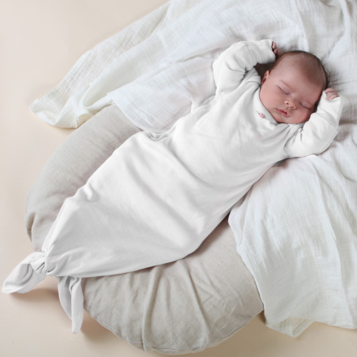 Dimples baby sleepwear cotton gown in white bee on baby