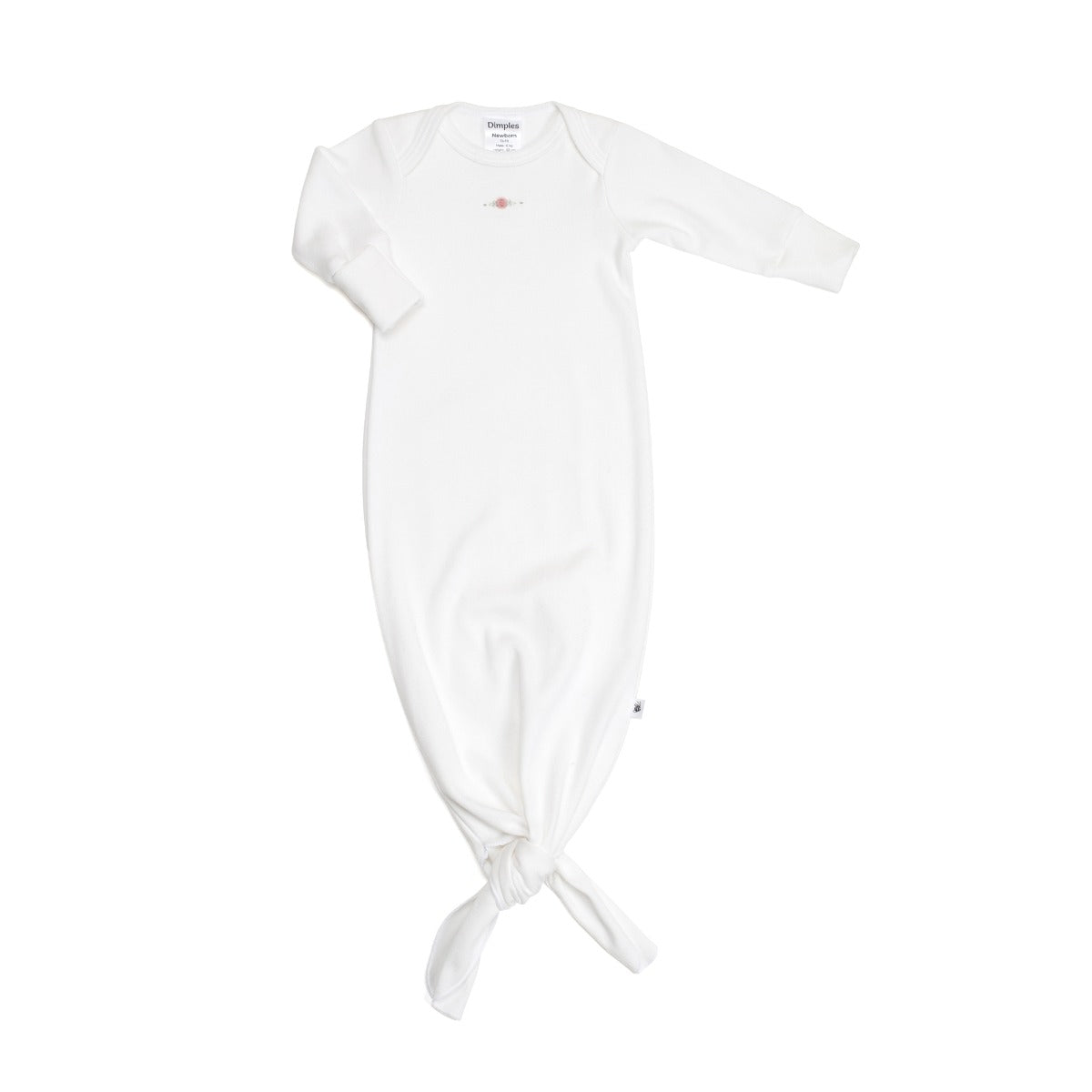 Cotton tie gown white rose dimples:image,small_image,thumbnail