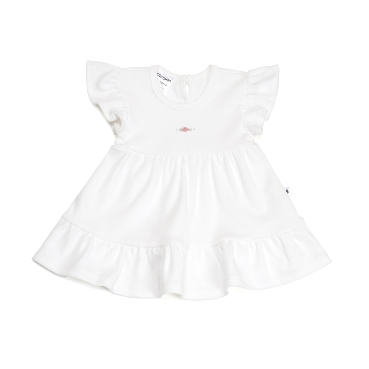 cotton tiered white dress with rose dimples:image,small_image,thumbnail