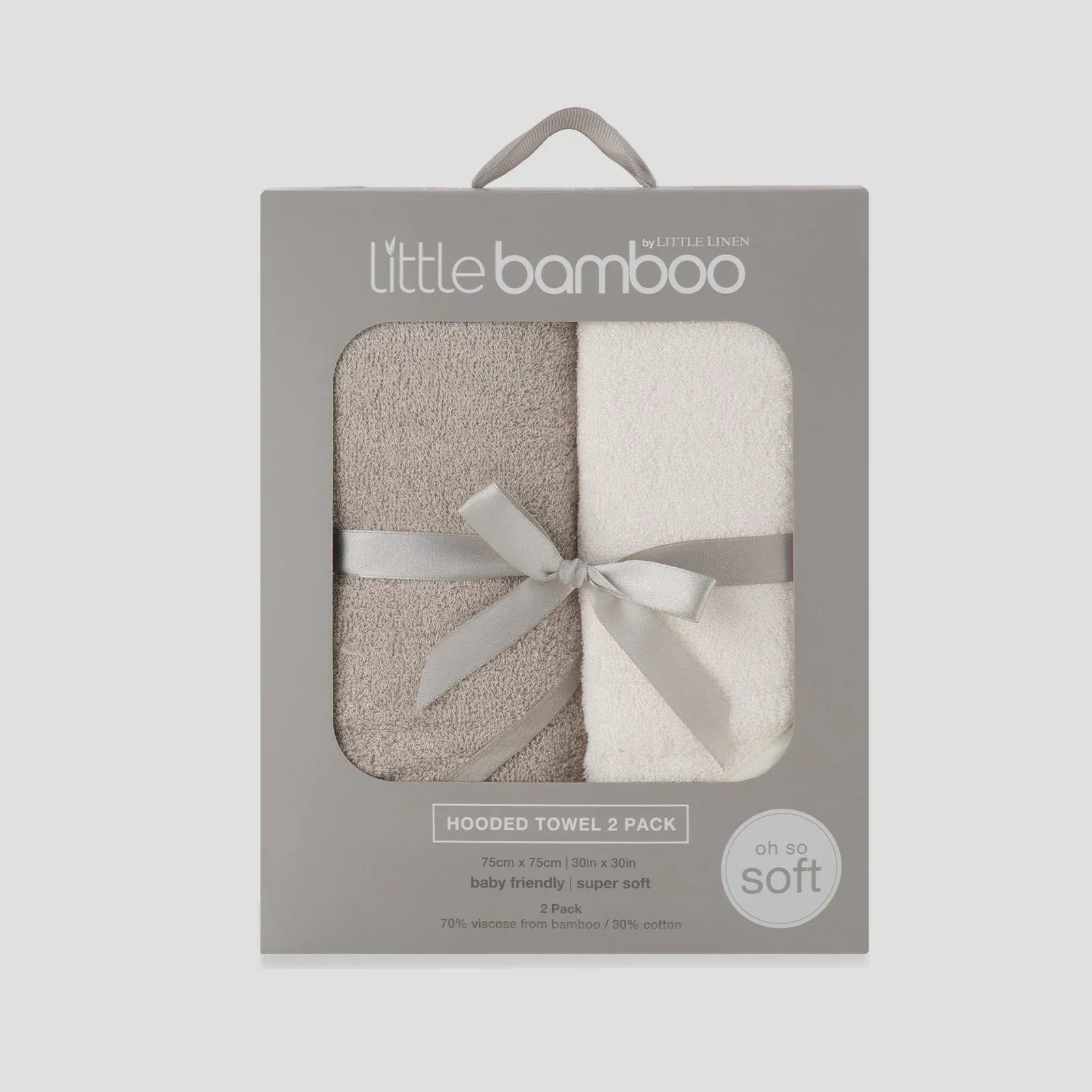Little Bamboo Hooded Towel 2pk Stone Grey - Little Bamboo