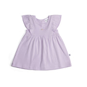 Cotton Frill Sleeve Dress in lilac with rose embroidery:image,small_image,thumbnail
