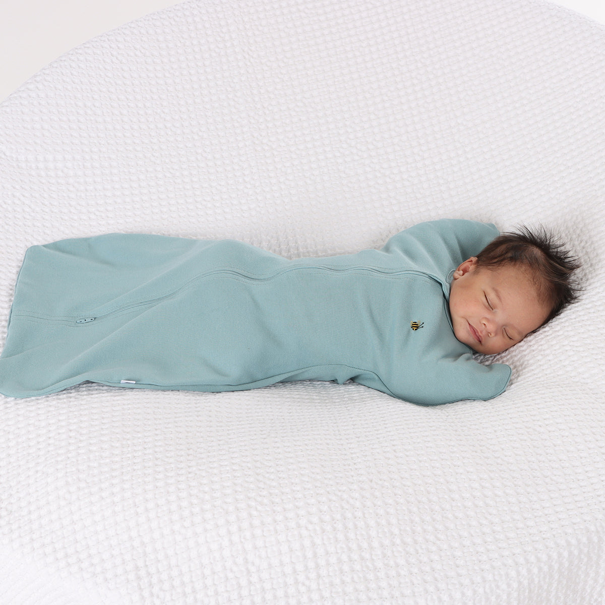 Cotton Sleep Pod in Ocean color with bee embroidery