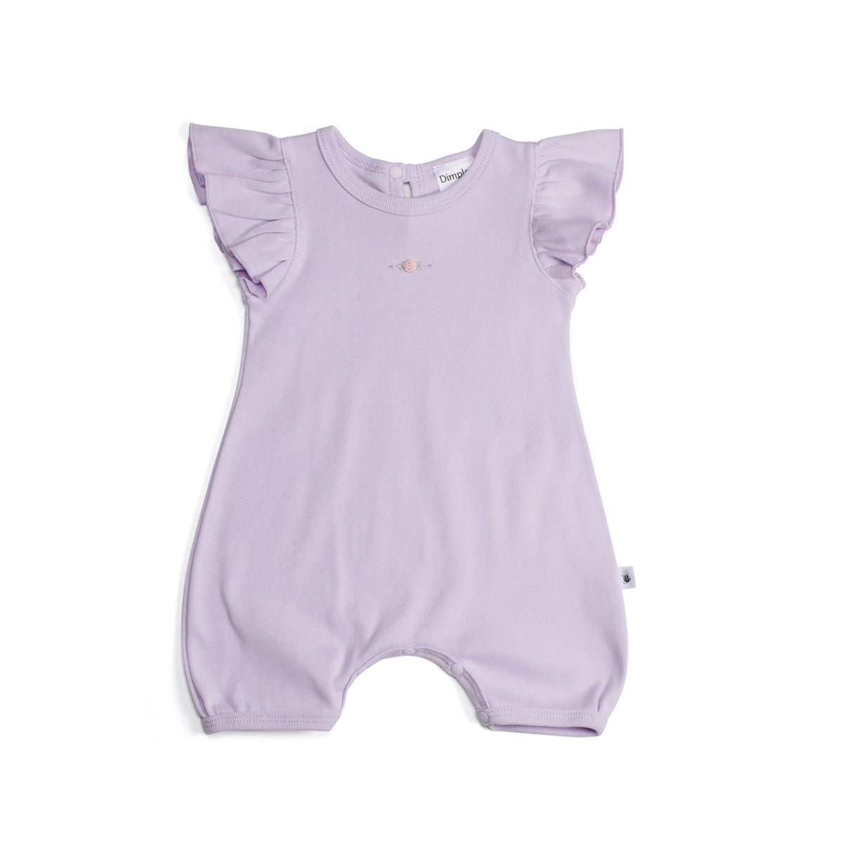 Cotton Frill lilac romper with rose embroidery:image,small_image,thumbnail