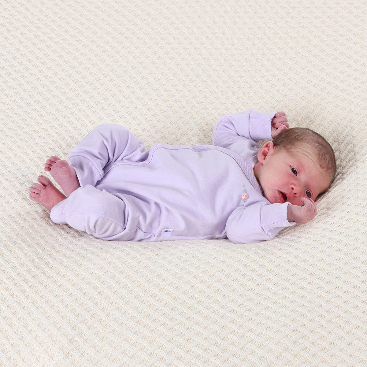 Cotton Tie lilac Babygrow for girls