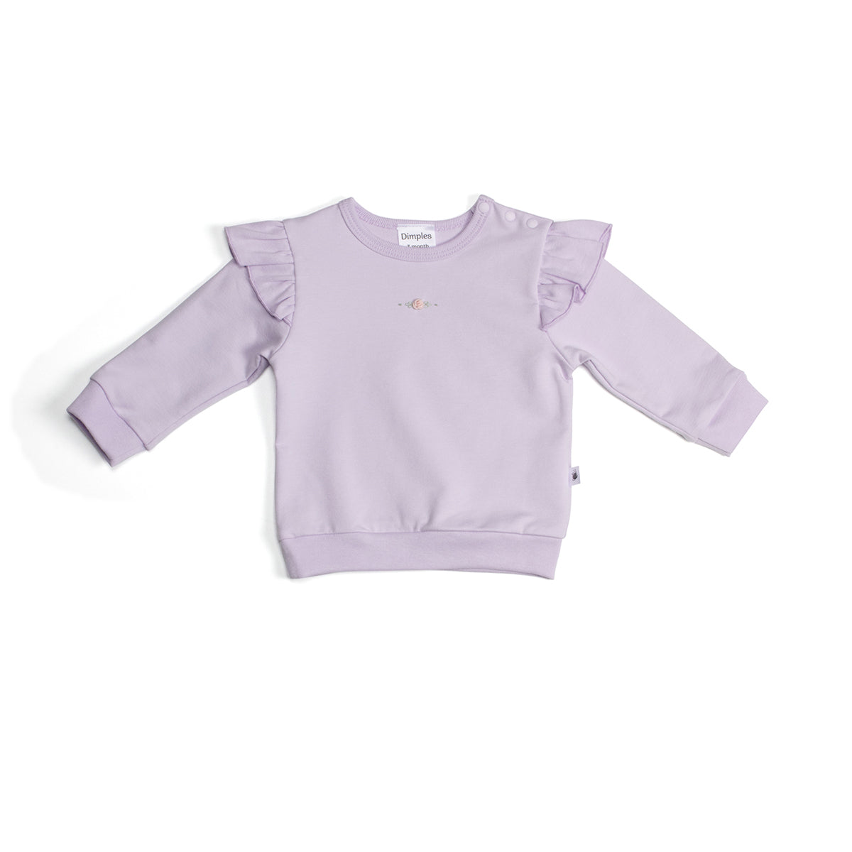 Cotton Frill Jumper in lilac with rose embroidery:image,small_image,thumbnail