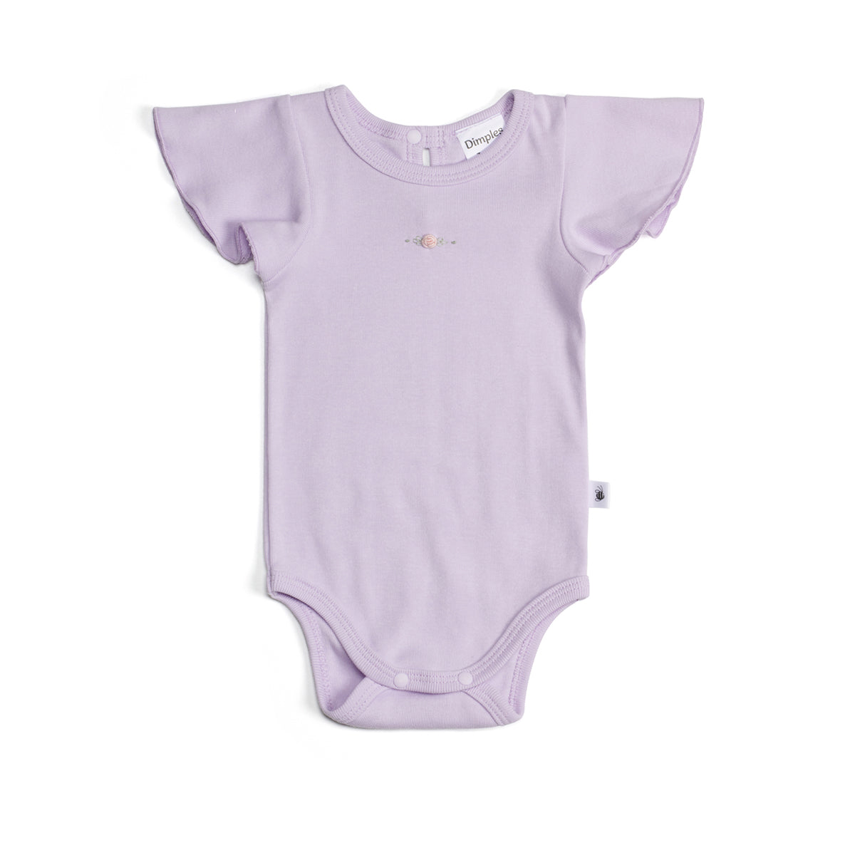 Cotton lilac Petal Bodysuit with rose embroidery:image,small_image,thumbnail