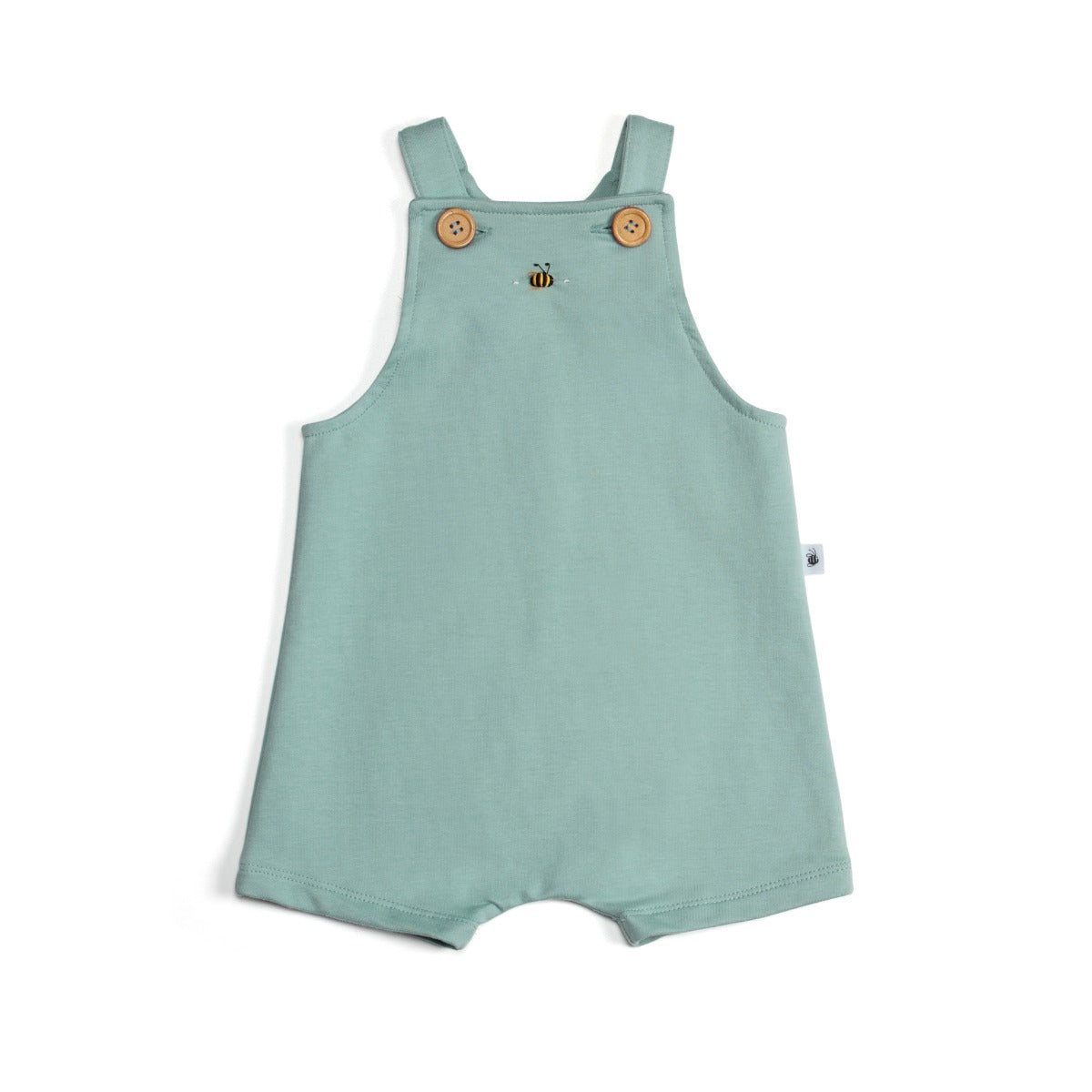 Cotton overall front button for baby boys in ocean color with bee embroidery:image,small_image,thumbnail,swatch_image