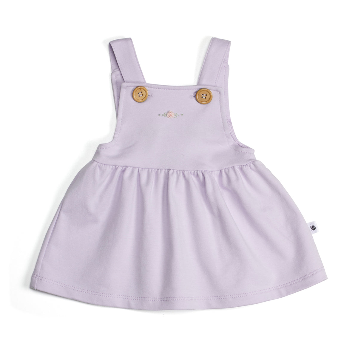 Cotton Pinafore dress for girls in lilac with rose embroidery:image,small_image,thumbnail,swatch_image
