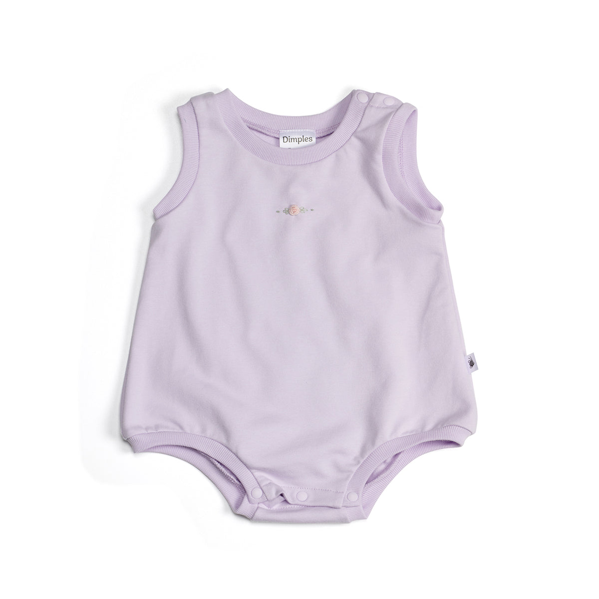 Cotton Slouch Bodysuit in lilac with rose embroidery:image,small_image,thumbnail