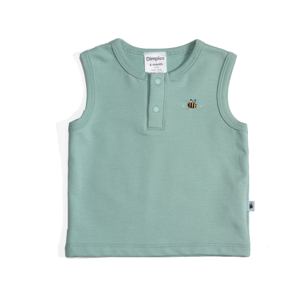 Cotton sleeveless singlet with bee embroidery:image,small_image,thumbnail,swatch_image