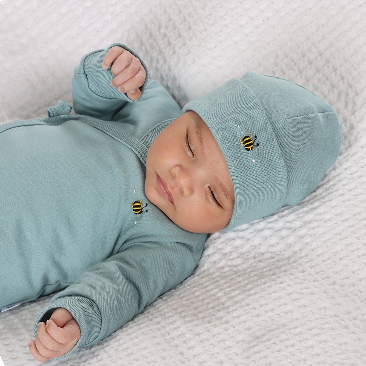 Cotton beanie for baby in ocean color