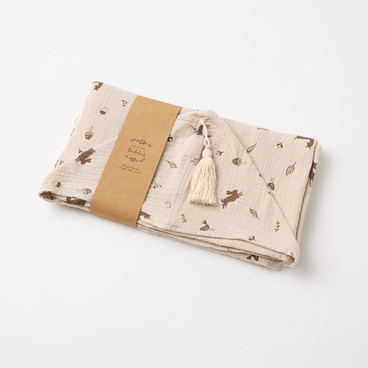 Muslin Hooded Towel | Over the Dandelions - woodland print