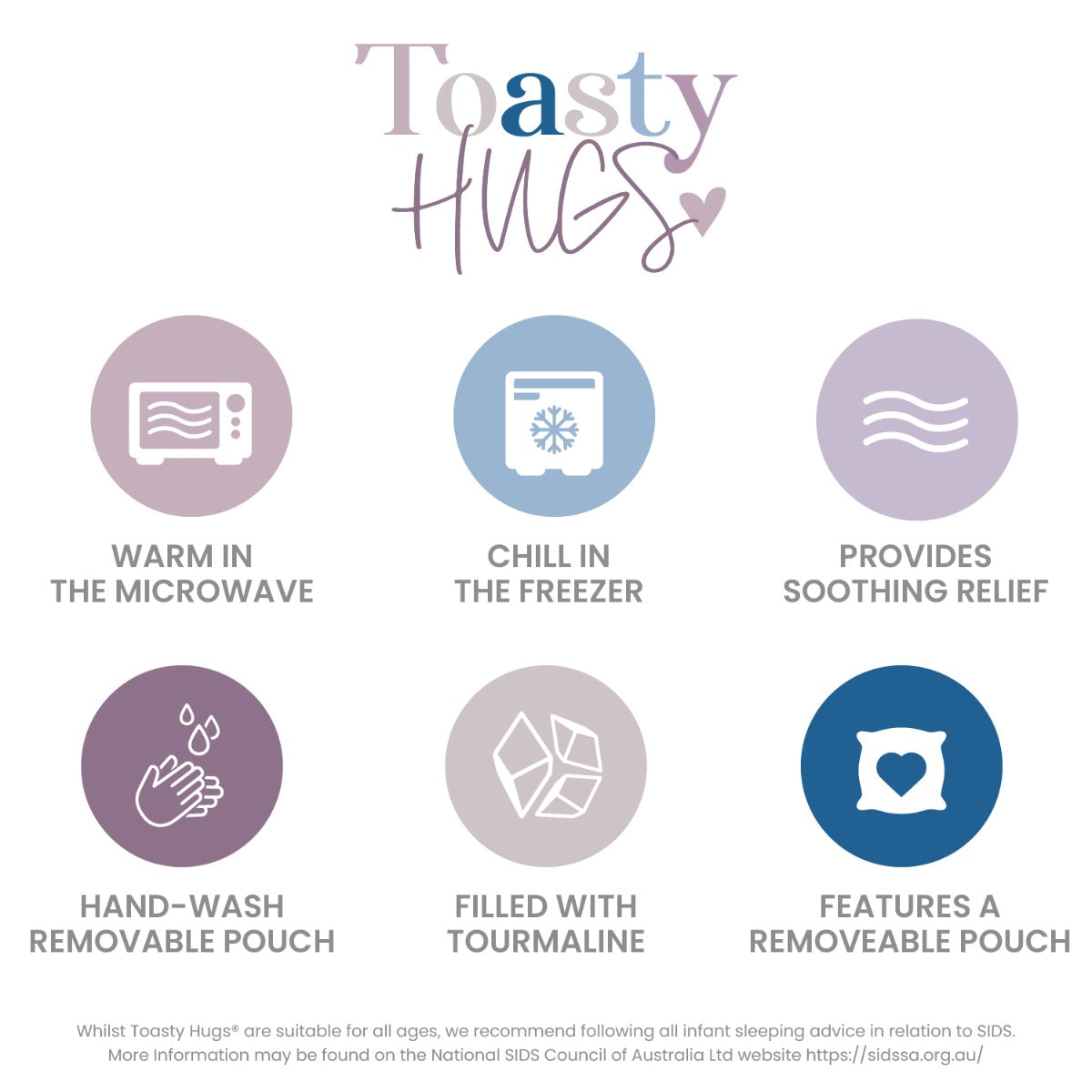 Bunny plush toy from Toasty Hugs with heat pack product information