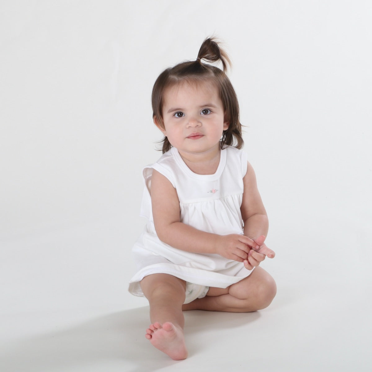 Dimples Summer Delights cotton dress in white rose