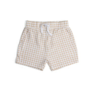 Organic cotton shorts with pockets in gingham pattern and draw string:image,small_image,thumbnail,swatch_image