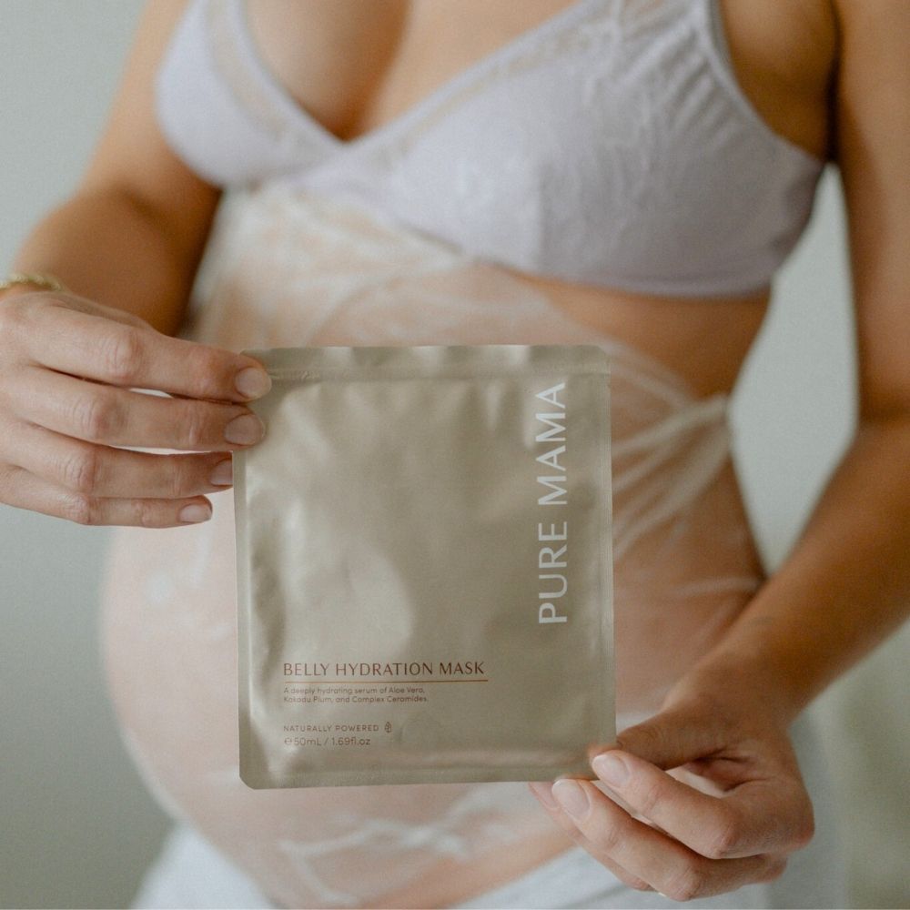Woman holding Belly Hydration Mask