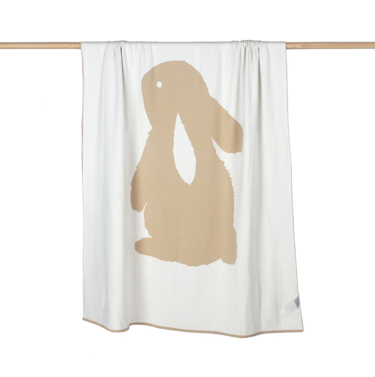 Cotton Knit blanket by Little Bee by Dimples with bunny print reversed.